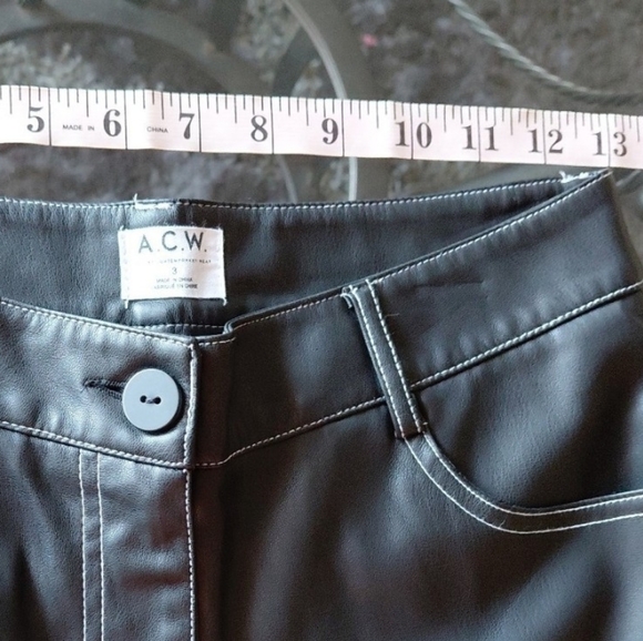 Black Faux Leather Bootcut Pants Size 3 - Picture 6 of 8